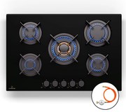 Klarstein Goldflame 75cm Płyta gazowa 5 palników Czarny