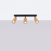 Plafony nowoczesny Glois, stal - 3 źródło światła 4000K - L.45 x H.18.5 cm - czarny/miedź