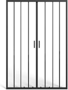 Podwójne przesuwne drzwi prysznicowe z matowego czarnego metalu - Szkło antyosadowe - 140 x 195 cm - BAVIODA