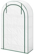 Outsunny Mini-szklarnia, 4-poziomowa szklarnia z folią plastikową, przenośna, z rolowanymi drzwiami, 100 x 45 x 160 cm, biała