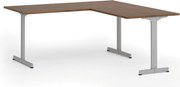 Narożne biurko PRIMO BETA L, 180x180 cm, L/P, szara podstawa, orzech