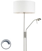 Lampa podłogowa ze stali i biała z regulowanym ramieniem do czytania - Luxor Nowoczesny Oswietlenie wewnetrzne
