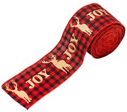 Wstążka świąteczna JOY 5 cm x 5 m, czerwona