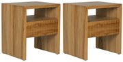 Zestaw 2 szafek nocnych z 1 szufladą i 1 niszą  - Drewno tekowe - Kolor: Naturalny - REVUKA