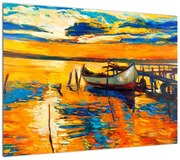 Obraz - Łódź o zachodzie słońca (70x50 cm)