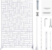 Dekoracyjny Panel Zewnętrzny, SucceBuy Metalowy Ekran Prywatności, 120 x 193 cm, Panele Prywatności Zewnętrznej, Biały