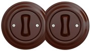 Kliklap - Podwójny retro włącznik jednobiegunowy z ramką nr 1, brązowy