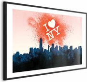 Plakat I love NY 90x60 cm z ramą czarną z marginesem ARTGEIST B