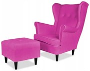 Uszak z pufą fotel skandynawski malinowy PRODUCENT