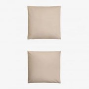 Pack 2 Poszewek Na Poduszki Z Perkalu Bawełnianego O Gęstości 180 Nitek Lesia Kremowa Tapioca & 60 X 60 Cm - Sklum