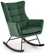 Nowoczesny zielony pikowany fotel bujany - Krzesła