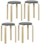 HOMCOM Stołki tapicerowane w zestawie 4 sztuki, stosowalne, z lakierowaną powierzchnią i drewnianymi nogami, Szare