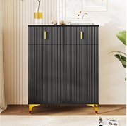 Szafka na buty z 4 drzwiami, 2 szufladami - 83 x 35 x 101 cm - Płyta wiórowa - Biała