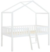 Półwysokie łóżko w formie domku 90 x 190 cm – biała sosna – NALENY