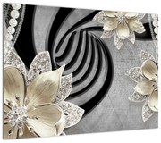 Obraz - 3D złote kwiaty (70x50 cm)