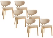 Zestaw 6 krzeseł z tkaniny i drewna kauczukowca - Beżowy - FALDRA