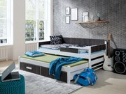 Łóżko dziecięce ONEGA 180x80 dwuosobowe białe/zebrano MEBLOBED