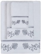 Ręcznik kąpielowy DIARA 85x150 cm Biały / szary haft