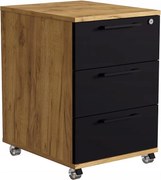 Kontenerek Szafka Mobilna Z Szufladami Na Kółkach Biurowy Dąb Złoty Craft Czarny