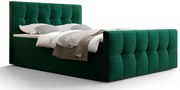 Zielone welurowe łóżko z pojemnikiem 6 rozmiarów N0-S47