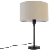 Lampa stołowa czarna regulowana z kloszem w kolorze jasnobrązowym 35 cm - ParteDesignerski Oswietlenie wewnetrzne