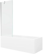 Mexen Cubik wanna prostokątna 170 x 70 cm z obudową i parawanem 1-skrzydłowym 70 cm, transparent, chrom - 550317070X9507000001