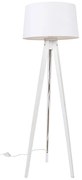 Nowoczesna lampa podłogowa trójnóg biała z abażurem lnianym białym 45 cm - Tripod Classic klasyczny/Antyczny Oswietlenie wewnetrzne