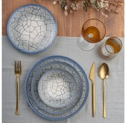 Zestaw obiadowy 24 części, niebieski/porcelana