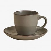 Zestaw 2 Filiżanek Do Kawy Ronilena Z Kamionki Ze Spodkami, 9 Cl Cedar Brown - Brązowy - Sklum