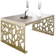 Prostokątna ława w stylu glamour złoty + dąb sonoma P1-R29