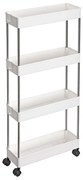 SongmicsHome Regał na kółkach SLIM, 4 poziomy, 13,5x40x86cm, biała