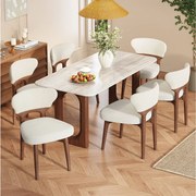 Zestaw 6 krzeseł do jadalni z litego drewna - 53 x 58,5 x 75 cm - Styl nowoczesny - aksamit - beż