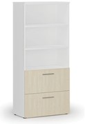 Szafa z szufladami na teczki zawieszkowe PRIMO WHITE, 800 x 420 x 1781 mm, biały/brzoza