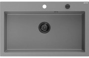 Mexen Elix zlewozmywak granitowy 1-komorowy 800 x 500 mm, szary, syfon czarny - 6527801005-71-B