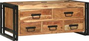 Brązowy stolik kawowy z litego drewna akacjowego 90x50x38 cm z 5 szufladami - nowoczesny design i praktyczne przechowywanie