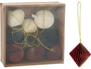 Zestaw 9 szt. ozdób świątecznych Ornaments, czerwono-zielono-biały, 6 cm, honeycomb