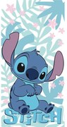 Niebieski bawełniany ręcznik dziecięcy 70x140 cm Lilo and Stitch "Palm Leaves" – Jerry Fabrics