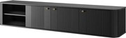 Szafka RTV wisząca Vesper 187 cm trzydrzwiowa - czarny / złote uchwyty