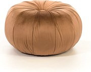 Pomarańczowy, okrągły, aksamitny puf "Mathilde" do salonu, 36x36 cm, wys. 30 cm