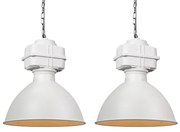 Zestaw 2 lamp wiszących w stylu industrialnym mały matowy biały - SickoPrzemysłowy Oswietlenie wewnetrzne