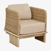 Fotel Famara Z Rattanu I Drewna Akacjowego Jasny Akacjowy Brąz - Sklum