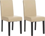 Zestaw 2 krzeseł do jadalni Littau ze sztucznej skóry,  imitacja skóry, kremowy, ciemne nogi