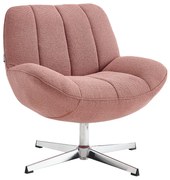 Fotel obrotowy z różowej tkaniny teksturowanej VOLABO
