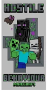 Szary bawełniany ręcznik dziecięcy 70x140 cm Minecraft Hostile Behaviour – Jerry Fabrics