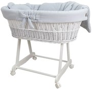 Szare łóżko dziecięce kosz mojżesza na rolkach Z0-N09