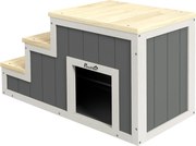 PawHut Schody dla psa 2 w 1 Design Wielofunkcyjne schody i rampa Naturalny szary | Aosom PL