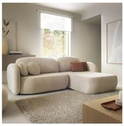 Narożna rozkładana sofa z pojemnikiem w kształcie L OLBIA, prawostronna, beżowa