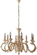 Żyrandol Fiorenza z drewna w kolorze kości słoniowej i złotego liścia, 8 świateł, 125 Ø93 BL172-8-AV