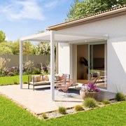 PRIMEYARD 3x3 pergola przyścienna w kolorze biały, z dachem lamelowym w kolorze biały - (400138)