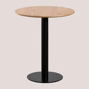 Okrągły Barowy Stół Z Mdf Xiren Naturalny Brąz Drewna - Czarny & Ø70 Cm - Sklum